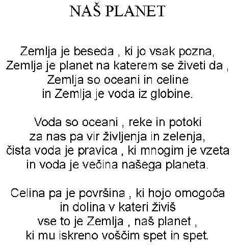 Naš planet-pesem